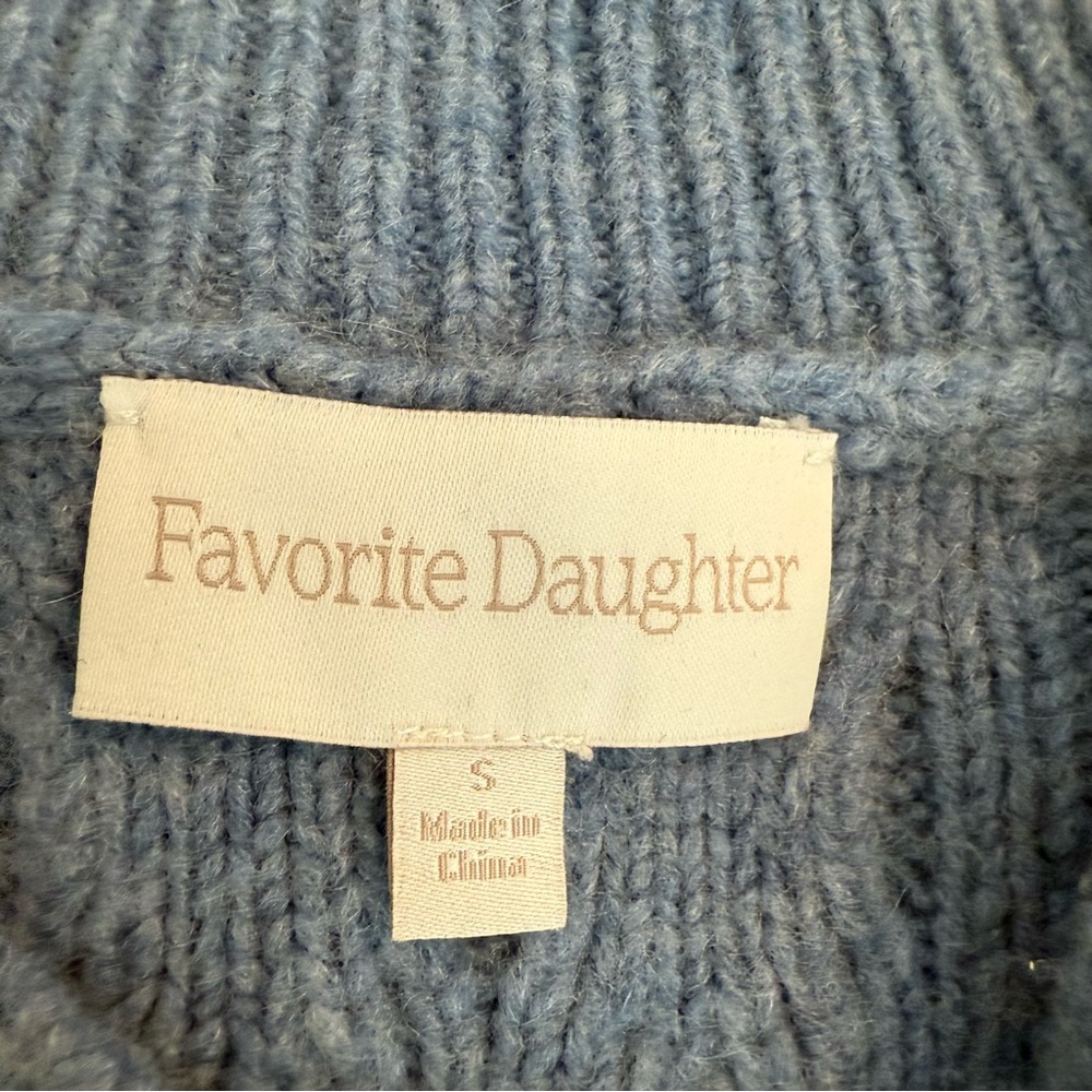 Favorite Daughter Wool and Cashmere Blend Cable Knit Sweater Light Blue size S - Picture 7 of 12